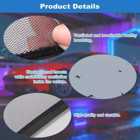 Custom Fit Car Window Mesh Sun Shade For Tesla Cybertruck 2024 2025 2026 showing breathable mesh and insect blocking features.