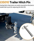Heavy Duty Stainless Steel Trailer Hitch Pin Set For 2 Inch And 2.5 Inch Receivers With Clip shown installed on a vehicle