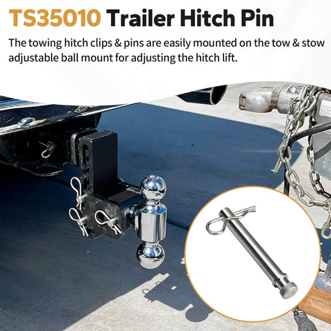 Heavy Duty Stainless Steel Trailer Hitch Pin Set For 2 Inch And 2.5 Inch Receivers With Clip shown installed on a vehicle