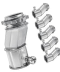 Heavy Duty 6 Pack Offset Conduit Connectors 1/2 Inch Zinc Alloy in silver, showing six pieces for tight squeeze wiring.