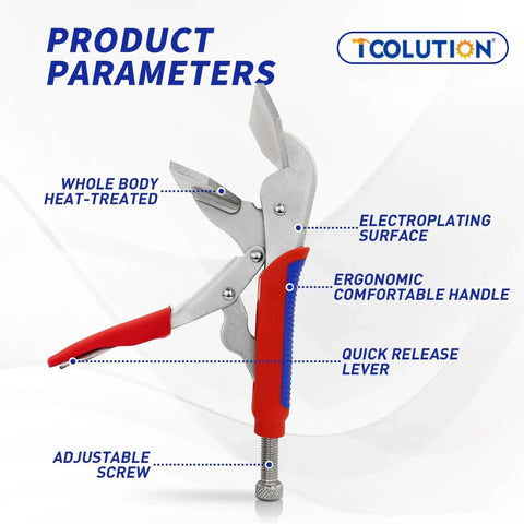 Side view of 10 Inch Locking Sheet Metal Clamp With Trigger Release, showing ergonomic handle and quick release lever.