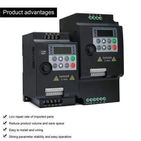Versatile VFD Variable Frequency Drive 0.75 kW To 5.5 kW Motor Speed Controller Plug And Play 220V 380V 1 Phase To 3 Phase Input 3 Phase Output Adjustable Speed Drive Great For DIY Motors, black 750W VFD unit
