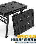 Portable Folding Workbench With 3 Second Setup, 34 Inch Wide By 24 Inch Deep Work Table, lightweight, durable, folded view
