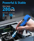 2 In 1 Cordless Electric Screwdriver With LED Light tightening a computer fan.