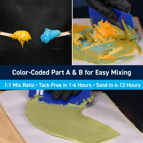 Marine Epoxy Fairing Compound Two Part Filler For Fiberglass Wood Aluminum And Steel Two Pint Kit mixing process