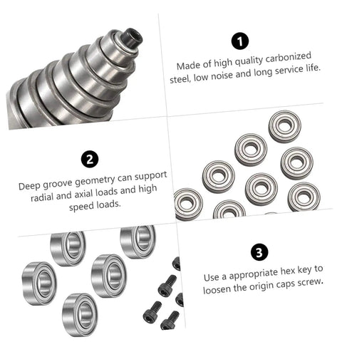 12 Piece Router Bit Bearing Replacement Accessory Kit With Top Mounted Ball Bearings For Router Bits, Double Shielded Design