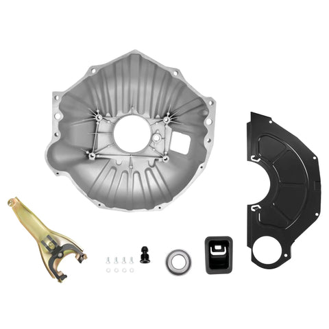Bell Housing Kit With 11 Inch Clutch Fork Inspection Cover Throwout Bearing And Boot For Chevy Chevelle Malibu Impala Caprice Corvette Camaro 1959 Through 1988 Replacement Fits El Camino Bel Air Biscayne Nomad And More, with fork and cover