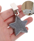 Eight Ounce Tablecloth Weights With Stainless Steel Clips For Outdoor Tables Stay Put Windproof Patio And Picnic Setup Rust Resistant Stone Weights To Keep Cloth Flat In Gusty Weather Gray - star-shaped stone weight with clip detail