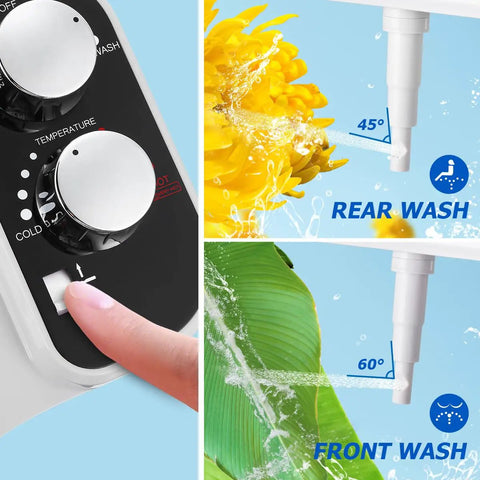Hot And Cold Bidet Attachment For Toilet Ultra Slim Design With Warm Water Non Electric Adjustable Pressure Self Cleaning
