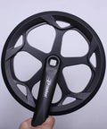 Heavy Duty Bike Crankset With 46T 48T 52T Chainrings, forged aluminum arms, black finish, front view
