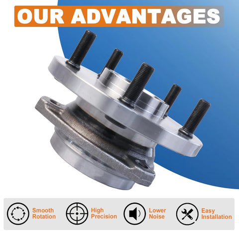 Pair Front Wheel Hub Bearing Assembly For Jeep Grand Cherokee 1999 2000 2001 2002 2003 2004 5 Lug Non ABS Durable Bearing Steel