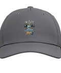 Cool Adjustable Baseball Hat For Machinists And CNC Pros Featuring Vise Gauge Square Design, slate grey five panel cap front view.