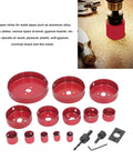 Pro Bi Metal Hole Saw Kit With 13 Sizes Plus Drill Bit, Hex Wrench And Opener For Cutting Soft Wood Plywood PVC Sheets Smoothly Today, red sizes