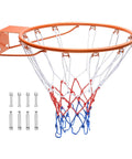 18 Inch Wall Mounted Basketball Rim With Net And Double Spring, Heavy Duty Q235 Steel Replacement Hoop For Indoor And Outdoor Play