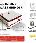 Pro Grade Glass Grinder For Stained Glass, Edging, Grinding, Shaping, And Drilling with 3/4 inch diamond bit, 115V, 30 oz torque