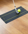 Golf Club Lie Angle Board Swing Angles Practice Tool on hardwood floor with golf club and ball, 15.75x7.87 Inch, PP material