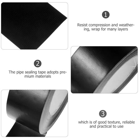 Heavy Duty Waterproof Repair Tape 50m By 50mm Rubberized Sealant For Leaks, shown in black with weather-resistant features.