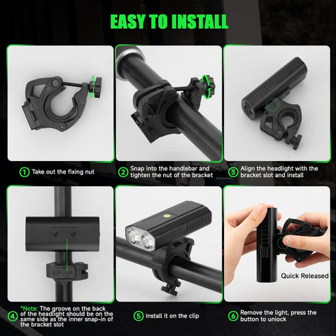 Heavy Duty Aluminum Bike Light Mount Bracket For Handlebar Mounting Fits BHL001 Headlights Easy Install Rock Solid No Wobble And Stable Night Ride Ready 1 Pack Secure Fit On Any Handlebar Weather Resistant Aluminum Construction Durable CNC Machined For setup instructions