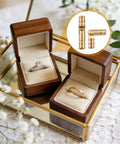 Wooden jewelry boxes with rings, featuring a close-up of 25 Pieces Brass Barrel Hinges For Wooden Boxes And Jewelry Boxes Concealed Hidden Cylindrical Hinges 2x0.4 Cm Durable Cabinet Door Hardware For Small Woodworking Projects And Model Making.