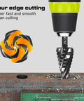 10 Piece Spiral Step Drill Bit Set For Stainless Steel With Enhanced Stability And Easy Ident Numbers Countersink Kit on metal