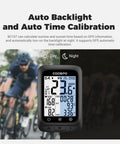 GPS Bike Computer With Wireless Connectivity, ANT+ And Bluetooth, 2.4 Inch LCD Screen showing auto backlight feature