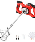 Heavy Duty 2300W 110V Handheld Electric Cement Mixer with accessories shown, ideal for mud, paint, and mortar mixing