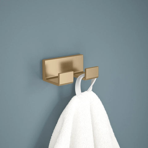Double Towel Hook in Champagne Bronze Finish for Bathroom and Kitchen durable zinc construction, with towel hanging