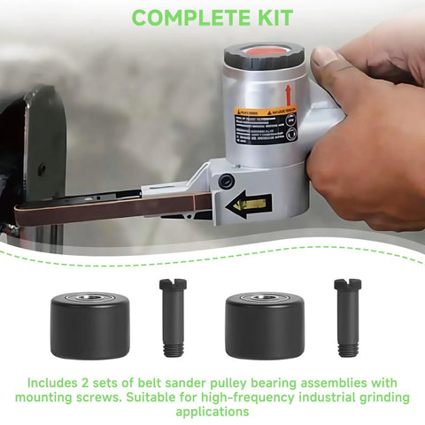 Two Pack Steel Pneumatic Belt Sander Bearing For Astro 3037 Air Belt Sander showing components and installation