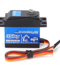Heavy Duty 35Kg Digital Metal Gear Servo For Rc Cars Aluminum Build with wires, marked for 1To8 scale buggies, showing 35kg power.