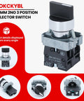Front and multiple angles of 22mm 3 Position Momentary Selector Switch, 2NO, 660V, 10A Industrial Metal Switch, IP65 Weatherproof, Model XB2-20X/33