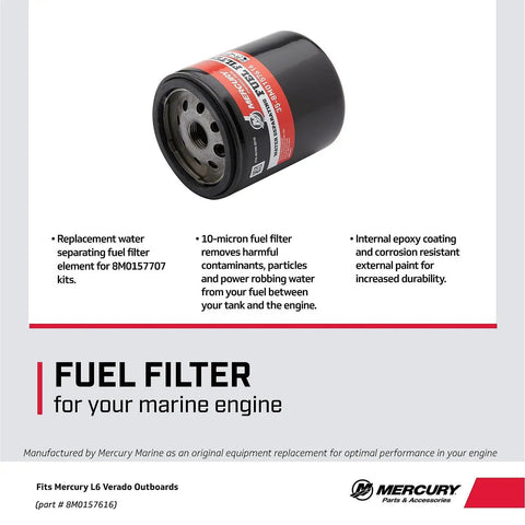 Water Separating Fuel Filter For Verado Outboards L6 And 5.7L V10 300 To 425 Horsepower Beefed Up Replacement Filter Kit With 10 Micron Element For FSM Equipped Vessel Mounted Kits