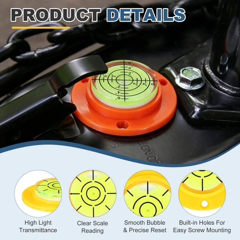 Nexarelle 3pcs Round Bubble Level D:48.9mm, H: 9.2mm Yellow/Green showing clear scale reading and high light transmittance.