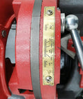 Gauge on Pro WYDDDARY Electric Pipe Threading Machine for 1/2 to 2 Inch NPT pipe measurement and adjustment.