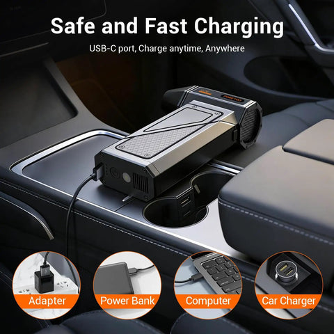 Beastly Turbo Cordless Air Duster 150000RPM Power With Rechargeable Brushless Motor in car center console charging