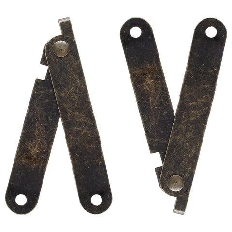 Bronze Lid Support Hinges Set With Mounting Screws Left And Right Folding Lift Up Stay Hinges for cabinets and boxes, retro style iron material.