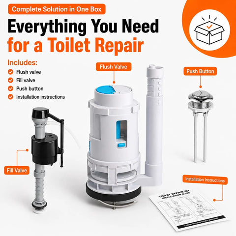 3 Inch Dual Flush Valve Replacement Kit For One Piece Toilets With Top Push Button Easy Install No Fuss Toilet Repair Kit