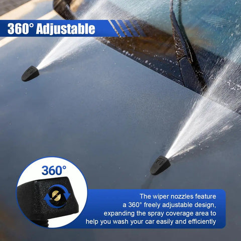 Universal Car Front Windshield Washer Nozzle Kit Two Pack 0.31 Inch Adjustable Single Hole Fan Shaped Sprayer Jets in action