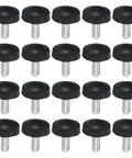 Killer M4x10mm Knurled Thumb Screws 20 Pack Black Steel Hand Grip Bolts arranged in rows on a white background