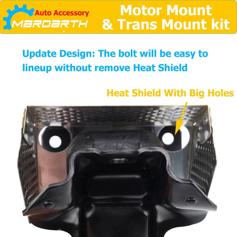 Close-up of engine mount with heat shield from Set Of 3 Front Engine Mount And Transmission Mount Direct Replacement For 2007 To 2013 Silverado Sierra 1500 5 3L 6 0L 6 2L 4WD Auto Trans Engine Mounts Built To Last