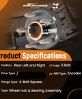 Rear Wheel Bearing And Hub Assembly 512347 For Mazda 3 And Mazda 5 5 Lug ABS Encoder 4-Bolt Square Flange Rear Left And Right