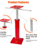 Crawlspace leveling jacks, 4-pack, red base with threaded steel post and turning bar, height 11–16 inches