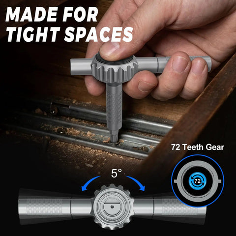 Top Shelf 67 In 1 Ratcheting Screwdriver Set With Badass High Torque Drive and Flexible Hand Grip used in tight spaces.