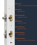 Heavy Duty Front Door Lock Set With Smooth Gliding Shelby Lever And Keyed Cylinder Entry backset and hole measurements diagram.
