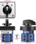 Beefy Heavy Duty Universal Rotary Cam Selector Changeover Switch SZW26-20 B202.2 On Off On Momentary 660V 20A Blue