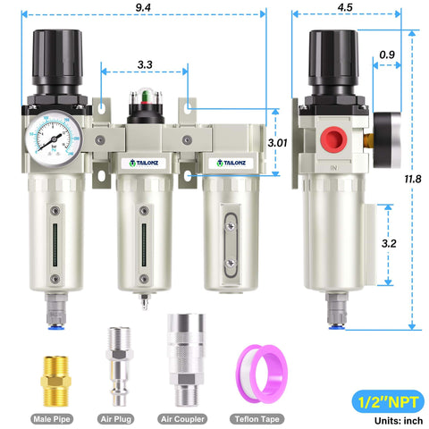 Industrial Air Drying System 0 To 240 PSI Half Inch NPT With Three Stage Filtration Particulate And Coalescing Filters