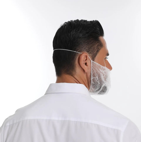 Disposable Beard Nets Set 200 Pack Bouffant Beard Covers Breathable Polypropylene 9 Inch Wide Fits Most Stretches Up To 18 Inches No Fuss Put On With Back Of Head Drawstring Comfortable All Day