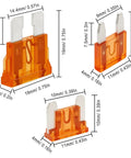 Rig Ready Fuse Assortment Kit Featuring 306 Pcs Of Micro Mini And Standard Blade Fuses For Cars Trucks And Rv Alongside Tough As Nails Puller And Circuit Tester Gear showing orange blade fuses in various sizes.