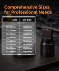 8-Piece Rectangle Hydraulic Hole Punch Die Set For CH-70 Punch Tool size chart with chrome steel dies and dimensions.