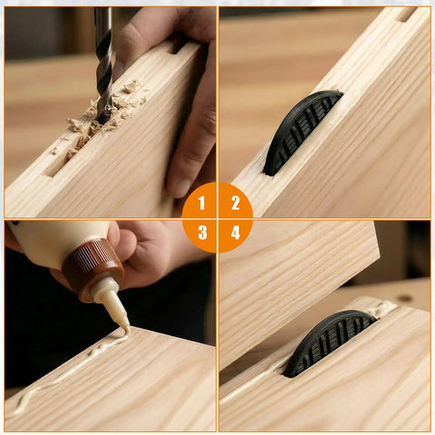 Step-by-step use of Budget-Friendly Biscuit Joiner Kit with 100-piece durable plastic joining biscuits and self-clamping plates