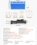 Heavy Duty 1100W Induction Heater Handheld Nut Buster with eight coils and carrying case for rusted bolts and nuts.